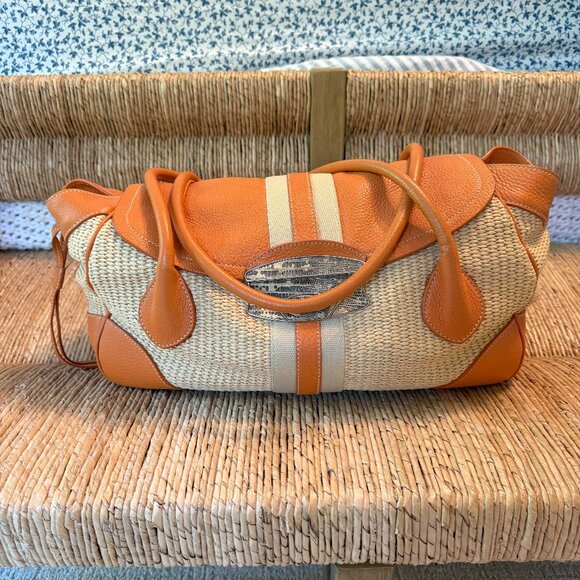 Authentic Prada Shoulder Bag, Orange Leather - Picture 1 of 3